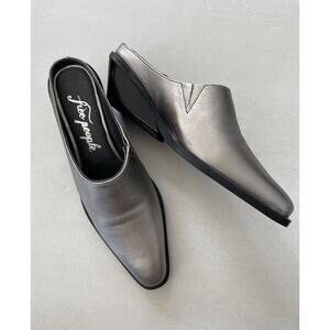 Revolve Free People Mules Wedge Tallulah Leather Sip On Wedge Silver